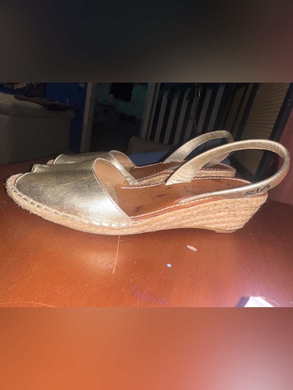 Ria Menorca Silver Slingback Espadrille Wedge Sandals-